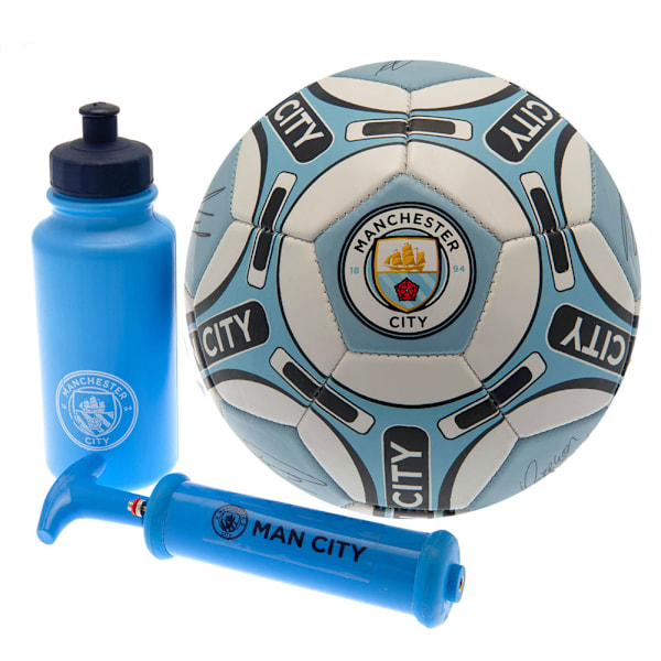 Manchester City FC Signaturfotboll Set En Storlek Blå/Vit Blue/White One Size