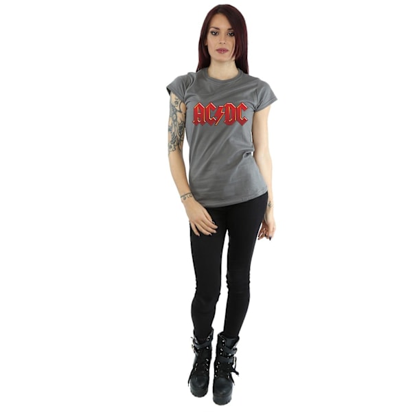 AC/DC Dam/Dam AC/DC Dam/Damröd logotyp bomull T-shirt M Charcoal Charcoal M