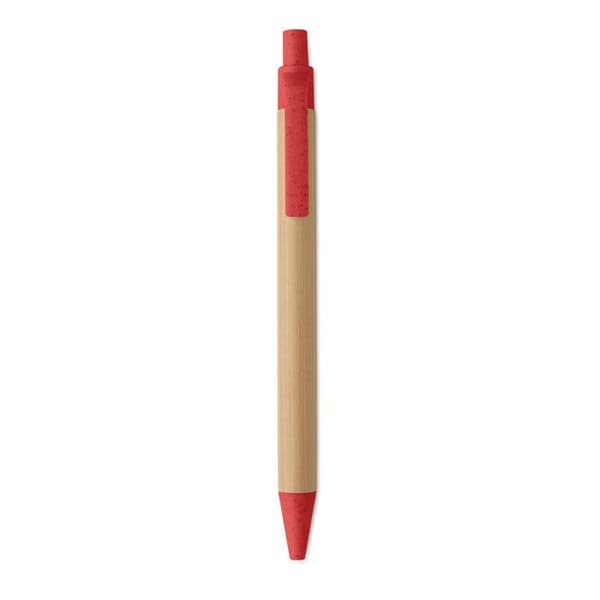 MidOcean Itea Färg Tryckknapp Bambu & Vetehalm Kulspetspenna Red One Size