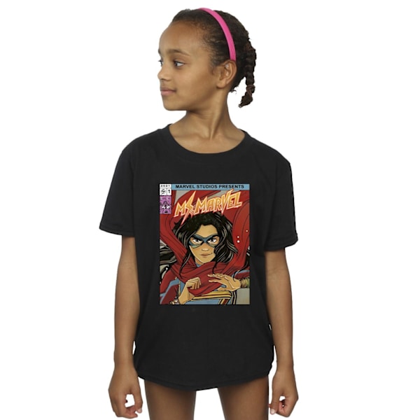 Marvel Girls Ms Marvel Comic Poster Bomull T-shirt 12-13 år Black 12-13 Years