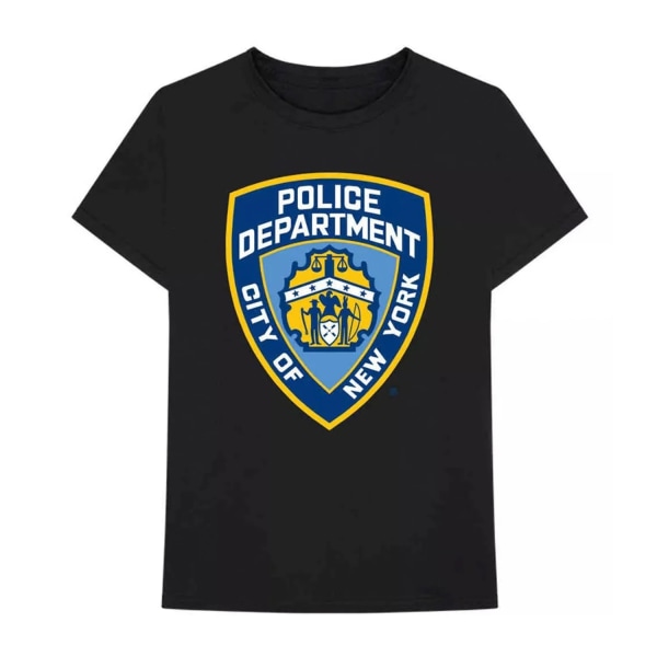 NYC Unisex Adult Police Department Badge T-shirt bomull XXL Bla Black XXL