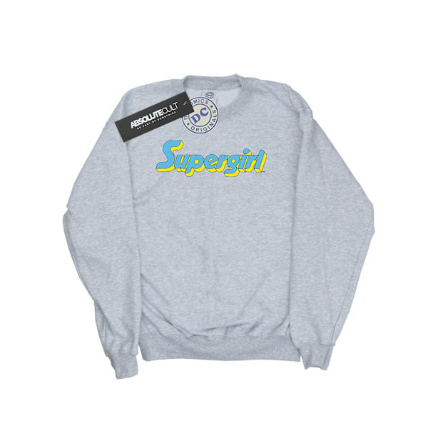 DC Comics Dam/Kvinnor Supergirl Text Logo Sweatshirt S Heathe Heather Grey S