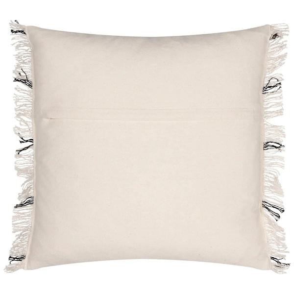 Yard Beni Fringed Checked Cushion Cover 45cm x 45cm Natural/Bla Natural/Black 45cm x 45cm