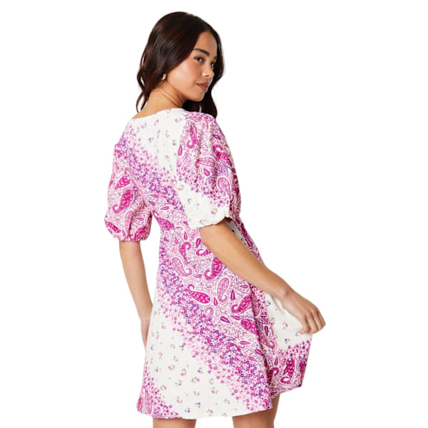 Dorothy Perkins Dam/Damer Wrap Petite Puff Sleeve Mini Dres Pink/White 12 UK