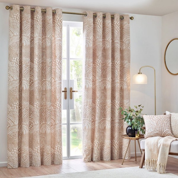 Hoem Nola Abstrakta Öglor Gardiner (2-pack) 183cm x 168cm Havregryn Oat 183cm x 168cm