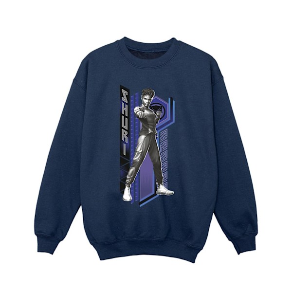 Marvel Girls Black Panther Wakanda Forever Shuri Pose Sweatshirt Navy Blue 3-4 Years