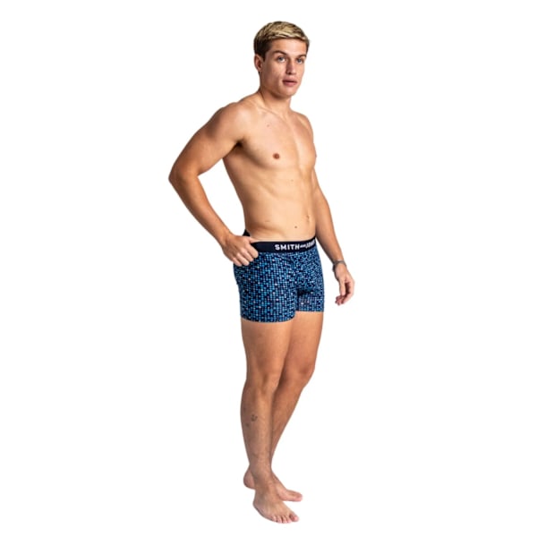 Smith & Jones Herr Zyden Boxershorts med Olika Mönster (Pack om Blue/Black/Navy XL