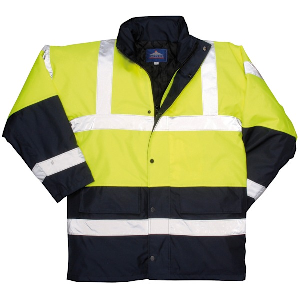 Portwest Unisex slitstark Hi Vis trafikjacka / Säkerhetskläder Yellow/Navy L