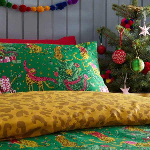 Furn Purrfect Jul Örngott Set Junior Grön/Guld Green/Gold Junior