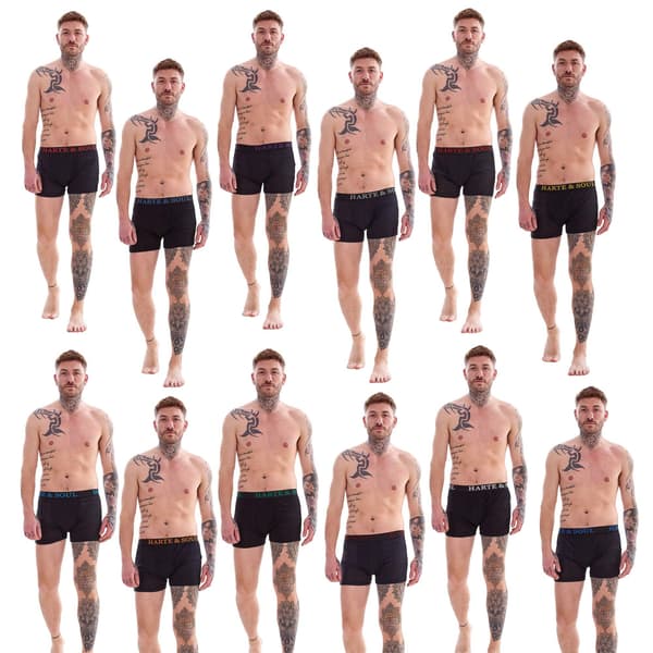 Harte & Soul Herr Plain Bambu Boxerkalsonger (12-pack) L Svart Black L