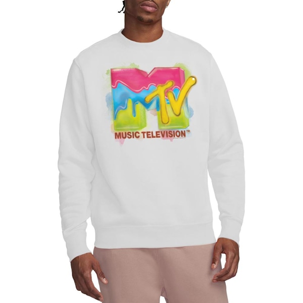 MTV Unisex Vuxen Paint Logo Sweatshirt L Vit White L
