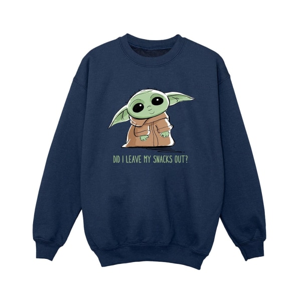 Star Wars Boys The Mandalorian Grogu Snacks Meme Sweatshirt 3-4 Navy Blue 3-4 Years