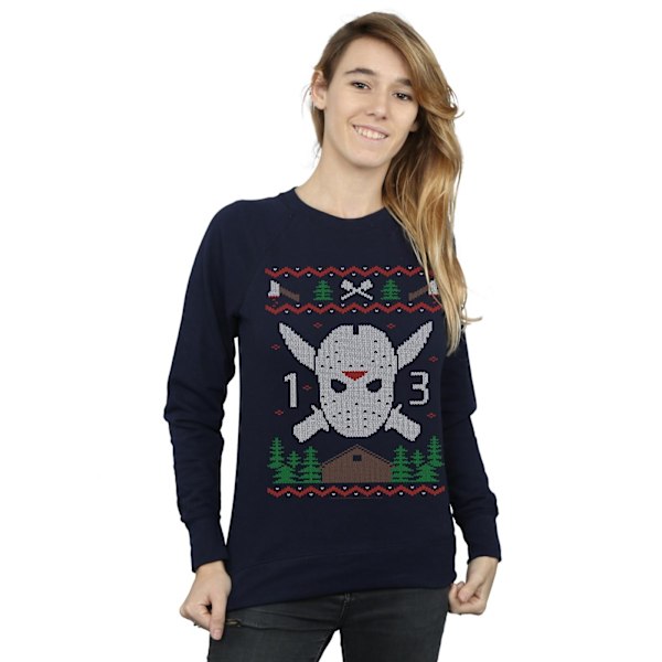 Fredag den 13:e Dam/Dam Jul Fair Isle Sweatshirt XXL Marinblå Navy Blue XXL