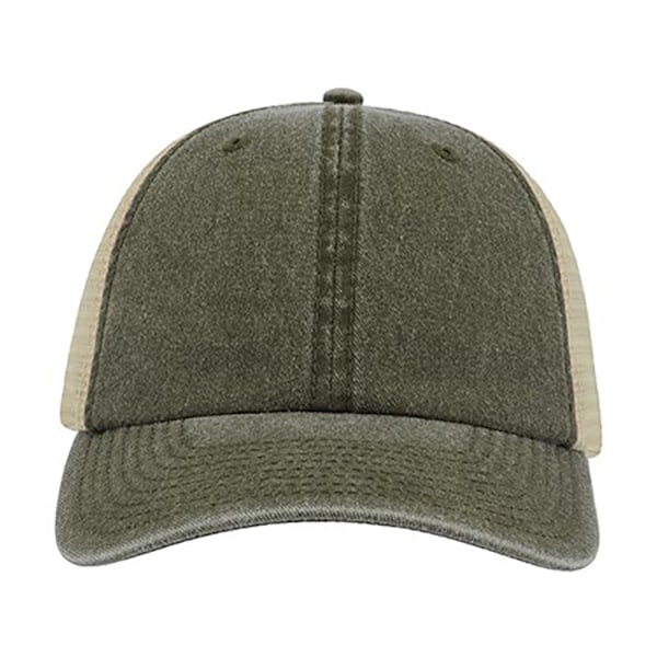 Atlantis Unisex Case Pigment Dyed 6 Panel Trucker Cap One Size Olive One Size