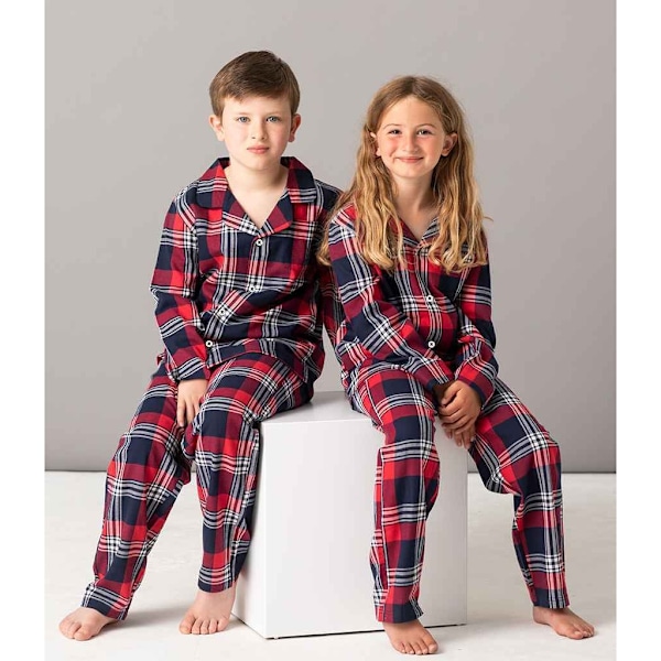 SF Minni Barn/Barn Tartan Lång Pyjamas Set 11-12 År Röd/ Red/Navy 11-12 Years