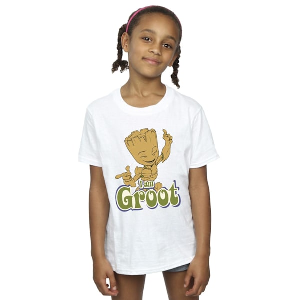 Guardians Of The Galaxy Girls Groot Dancing Bomull T-shirt 7-8 White 7-8 Years