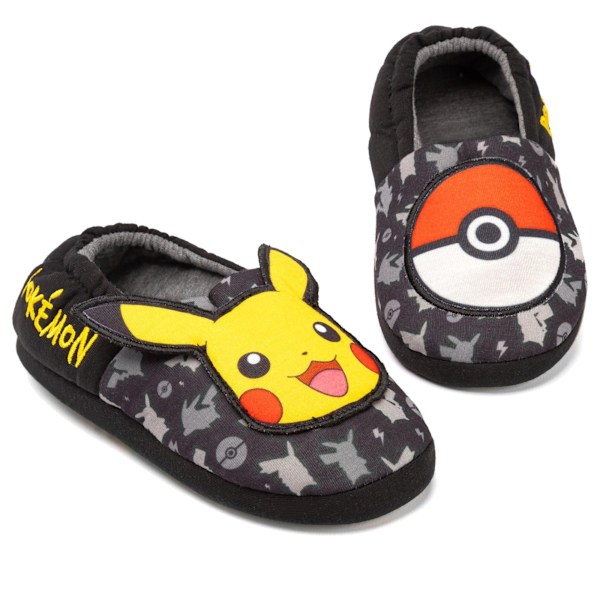 Pokemon Barn/Barn Tofflor 4 UK Svart/Gul/Röd Black/Yellow/Red 4 UK