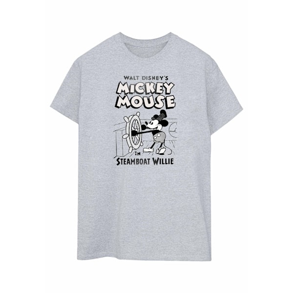 Disney Dam/Damer Mickey Mouse Steamboat Willie Bomull Boyfriend T-Shirt XL Sports Grey Sports Grey XL