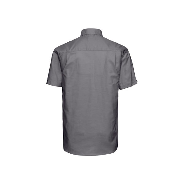 Russell Collection Herr Oxford Easy-Care Kortärmad Skjorta 18 Silver 18.5in