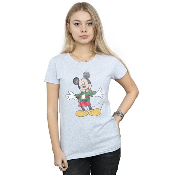 Disney Dam/Kvinnor Musse Pigg Jultröja Bomull T-shirt Sports Grey L