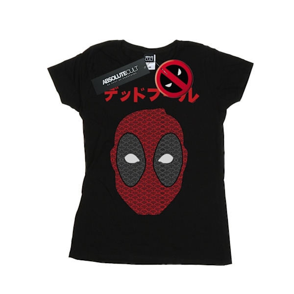 Marvel Womens/Ladies Deadpool Japansk Seigaiha Head Bomull T-Shirt L Svart Black L