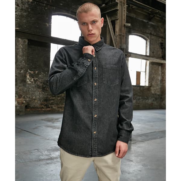 Bygg ditt varumärke herr denim skjorta L svart Black L