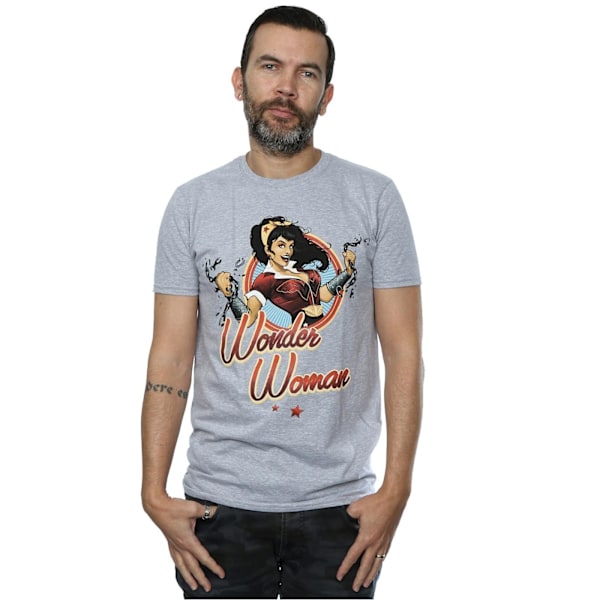 DC Bombshells Herr Wonder Woman Badge Heather T-Shirt XXL Heath Heather Grey XXL