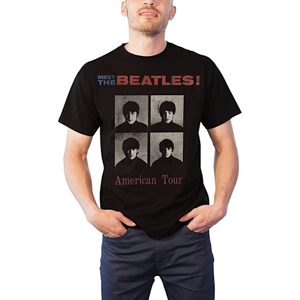 The Beatles Unisex Adult American Tour 1964 Back Print T-Shirt Black L