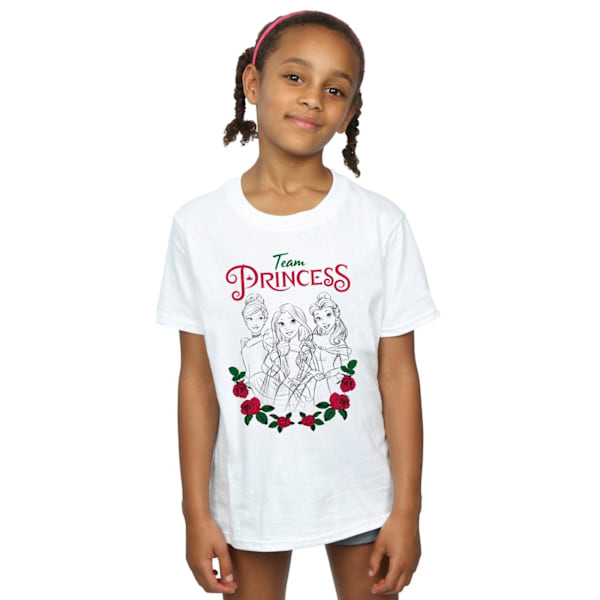 Disney Princess Girls Flower Team Bomull T-shirt 12-13 år Vit White 12-13 Years