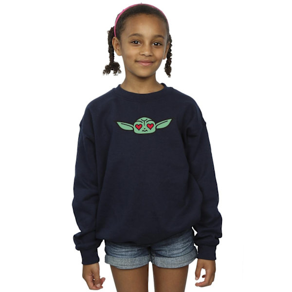 Star Wars Girls The Mandalorian Grogu Heart Eyes Sweatshirt 9-11 Navy Blue 9-11 Years