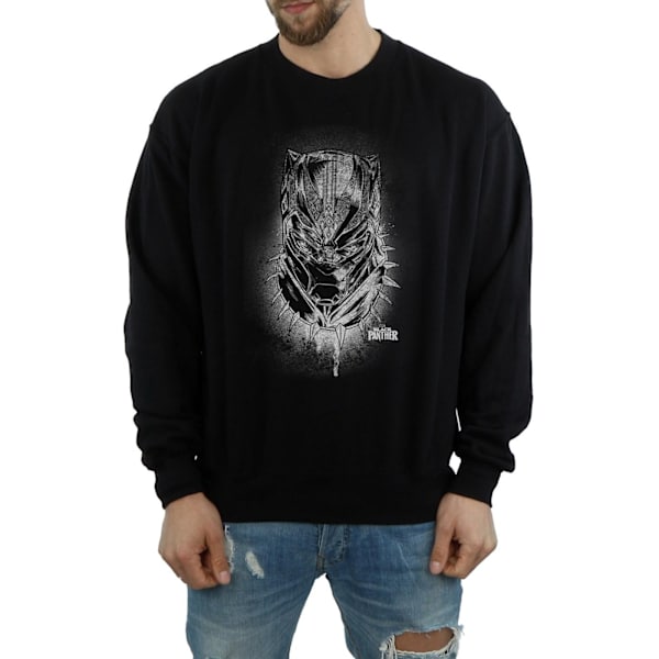 Marvel Mens Black Panther Spray Headshot Sweatshirt L Svart Black L