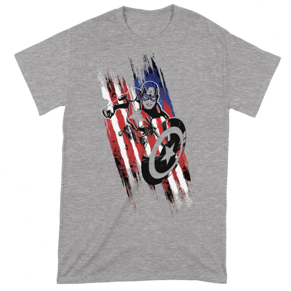 Captain America Unisex Vuxen Streaks T-shirt L Heather Grey Heather Grey L