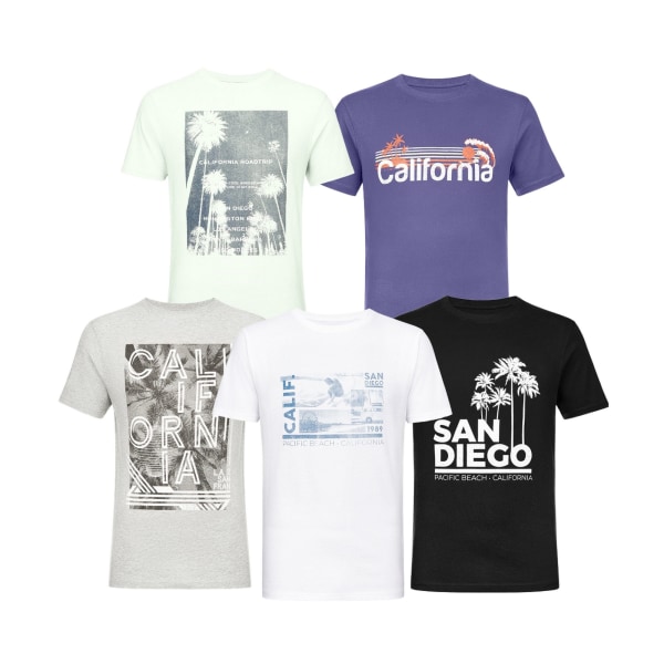 Smith & Jones Herr Pacheco T-shirt med olika mönster (5-pack) Multicoloured L