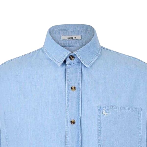Jack Wills Herr Chambray Avslappnad Passform Långärmad Skjorta S Ljus Light Wash S