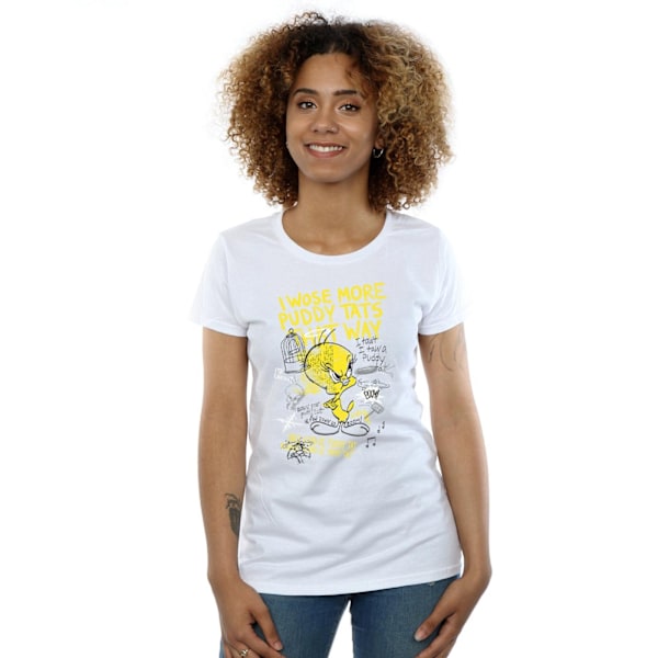 Looney Tunes Dam/Damer More Puddy Tats Tweety Bomull T-Shir White S