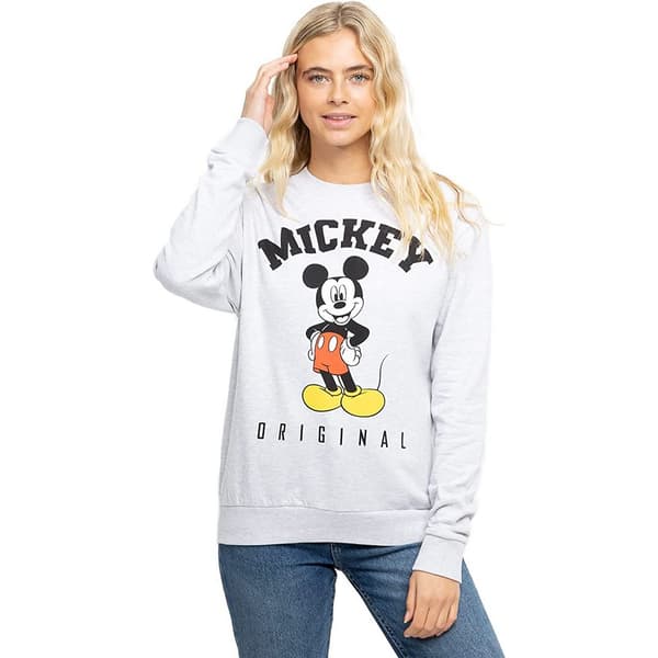 Disney Dam/Kvinnor Hej Mickey Mouse Sweatshirt L Ljusgrå Light Grey/Black L