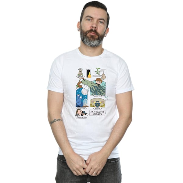 Fantastiska vidunder Mäns Chibi Newt T-shirt 4XL Vit White 4XL