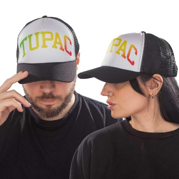 Tupac Shakur Unisex Vuxen Gradient Mesh Logo Baseball Cap One S Black/White One Size
