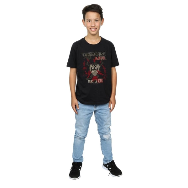Looney Tunes Boys Monster Rock Tasmanian Devil Cotton T-shirt 7 Black 7-8 Years