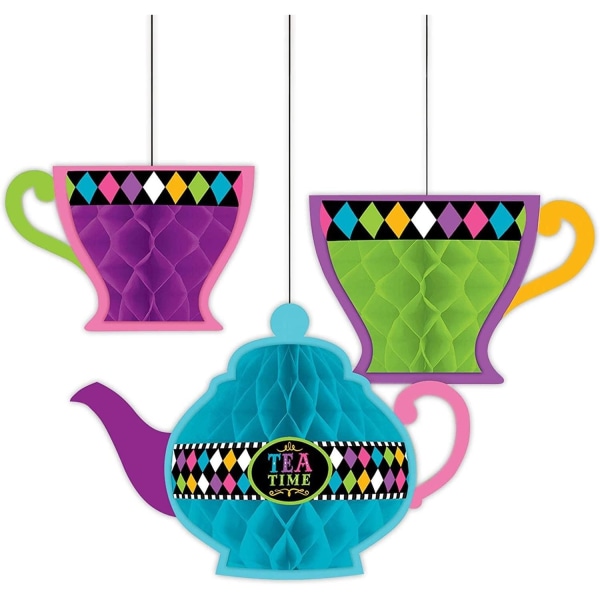 Amscan Mad Tea Party Honeycomb Hängande dekoration (paket med 3) O Multicoloured One Size