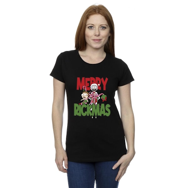 Rick And Morty Dam/Damer Merry Rickmas Bomull T-shirt L Bla Black L