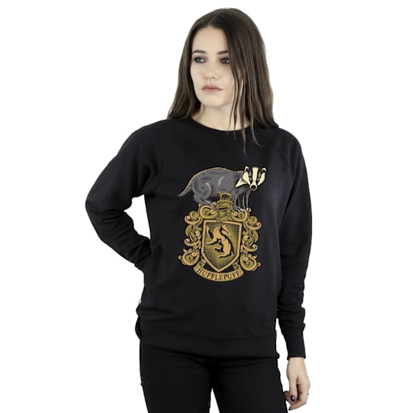 Harry Potter Dam/Kvinnor Hufflepuff Sketch Crest Sweatshirt M Black M