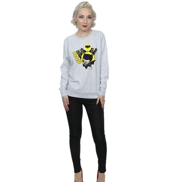 DC Comics Dam/Dam Chibi Batman Swinging Sweatshirt XXL He Heather Grey XXL