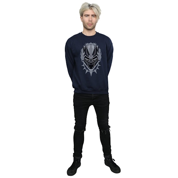 Marvel Herr Svart Panther Huvud Sweatshirt L Marinblå Navy Blue L