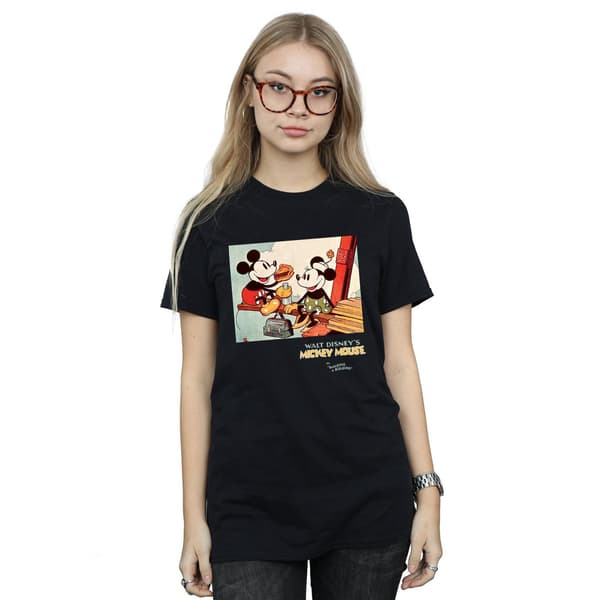 Disney Dam/Dam Mickey Mouse Bygger En Byggnad Bomull Bo Black M