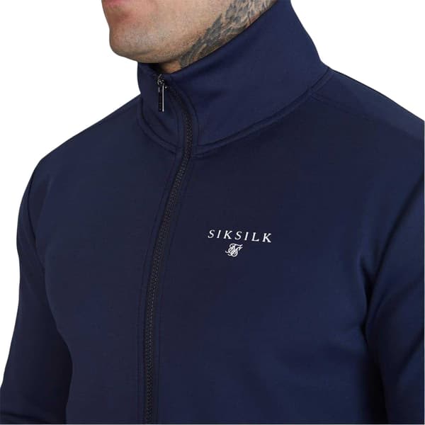 SikSilk Herr Logotyp Tröja med Hög Krage Slim Track Top S Marinblå Navy S