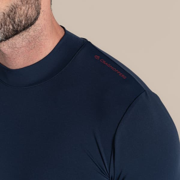 Craghoppers Herr Mock Neck Långärmad Golftröja M Blå Marinblå Blue Navy M