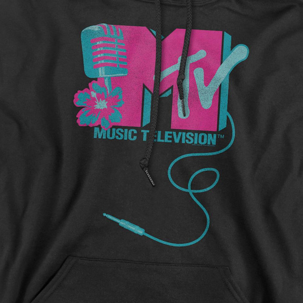 MTV Herr Mikrofon Logotyp Hoodie M Svart Black M