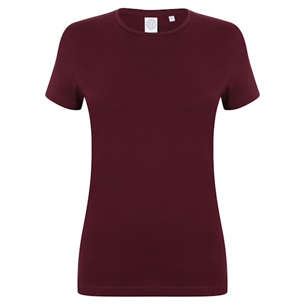 Skinni Fit Dam/Kvinnor Feel Good Stretch Kortärmad T-shirt Burgundy XS