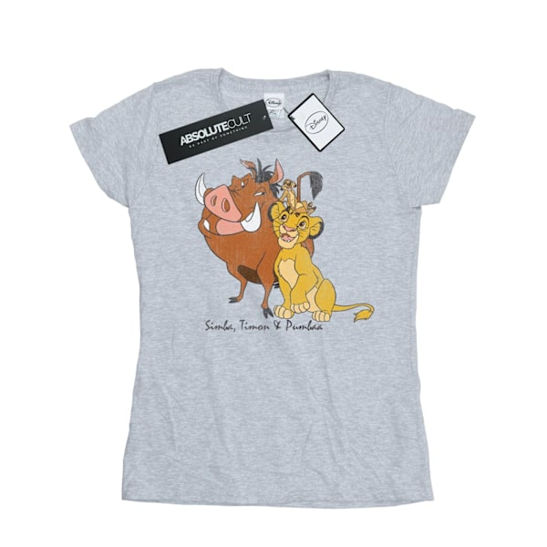 Disney Dam/Damer Classic Simba, Timon Och Pumbaa Bomull T-Shirt XS Heather Grey Heather Grey XS